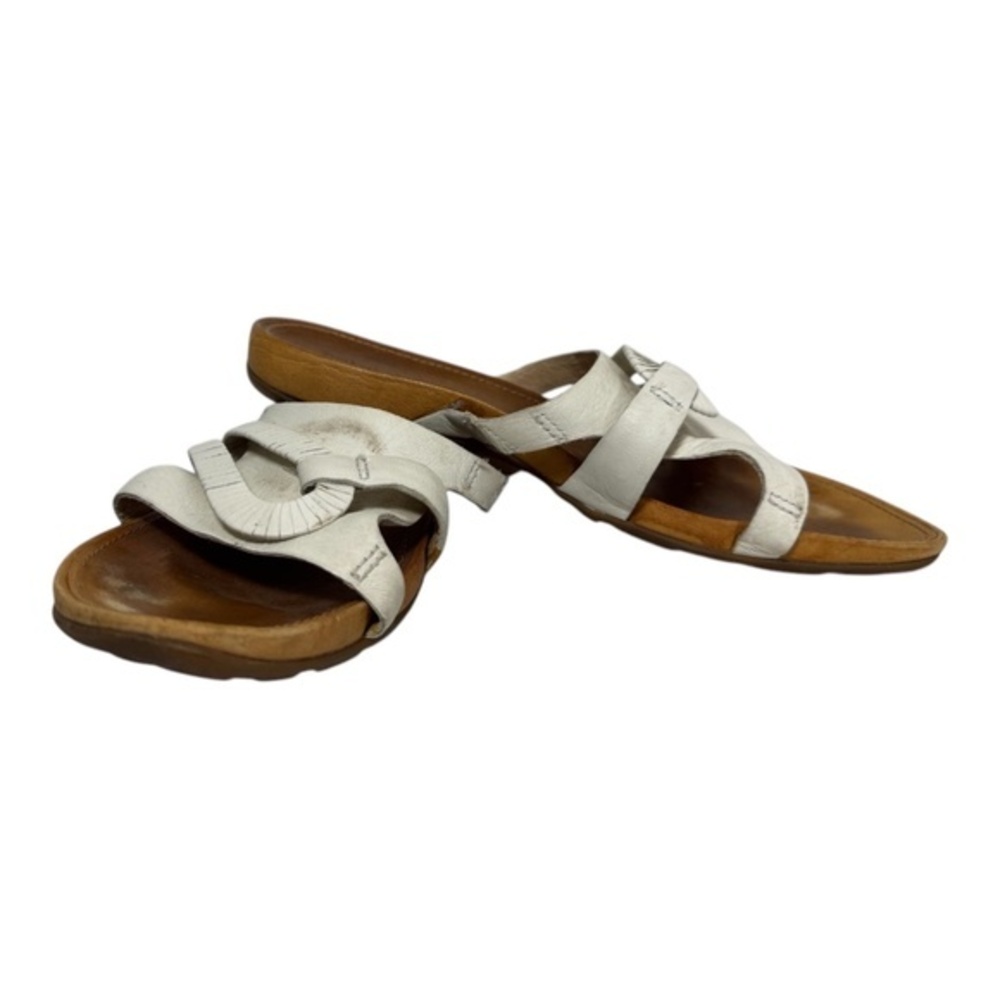 Timberland Slide Sandals Womens Size 10 Leather White Comfort Vacation Cruise